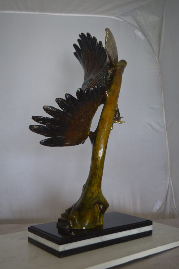 Eagle Soaring Bronze Statue by W Aribu -  Size: 35"L x 27"W x 38"H. - Image 8