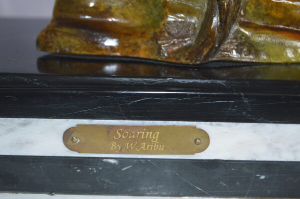 Eagle Soaring Bronze Statue by W Aribu -  Size: 35"L x 27"W x 38"H. - Image 10