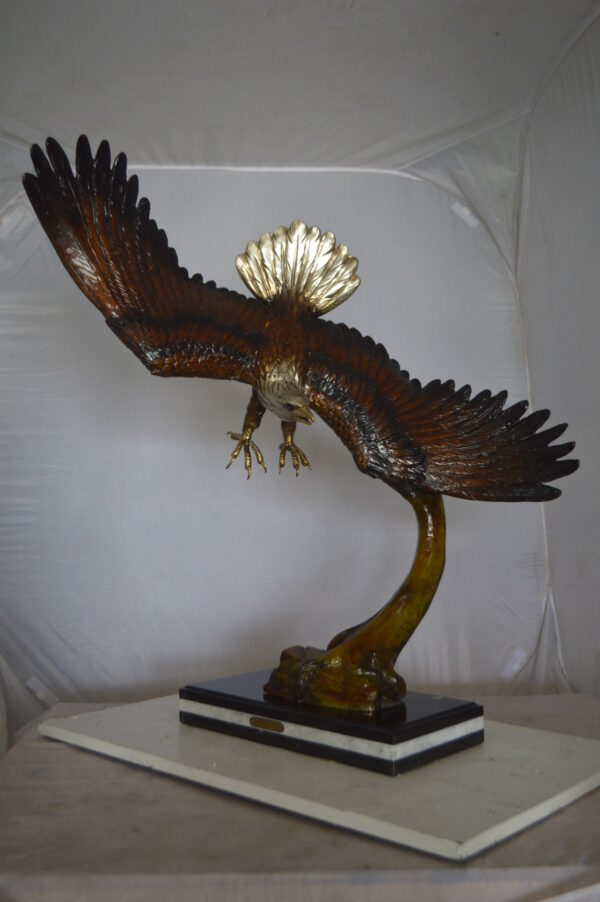 Eagle Soaring Bronze Statue by W Aribu -  Size: 35"L x 27"W x 38"H. - Image 11