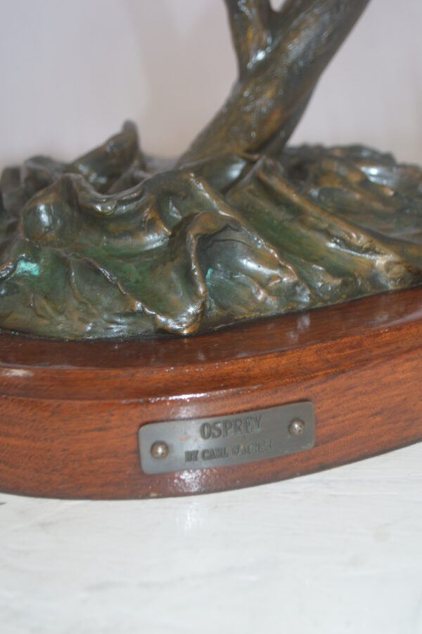 Osprey Eagle Bronze Statue by Carl Wagner  -  Size: 28"L x 14"W x 28"H. - Image 5