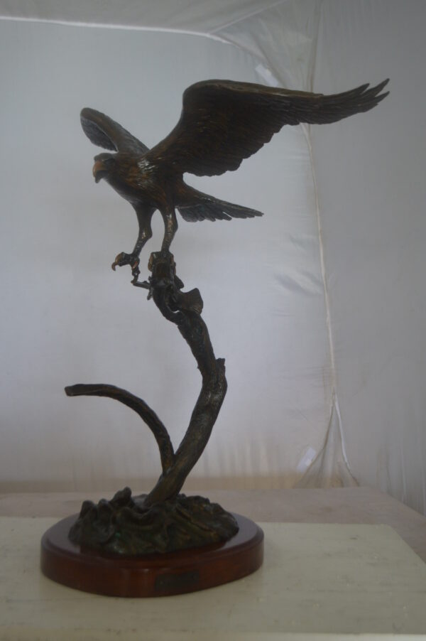 Osprey Eagle Bronze Statue by Carl Wagner  -  Size: 28"L x 14"W x 28"H. - Image 12