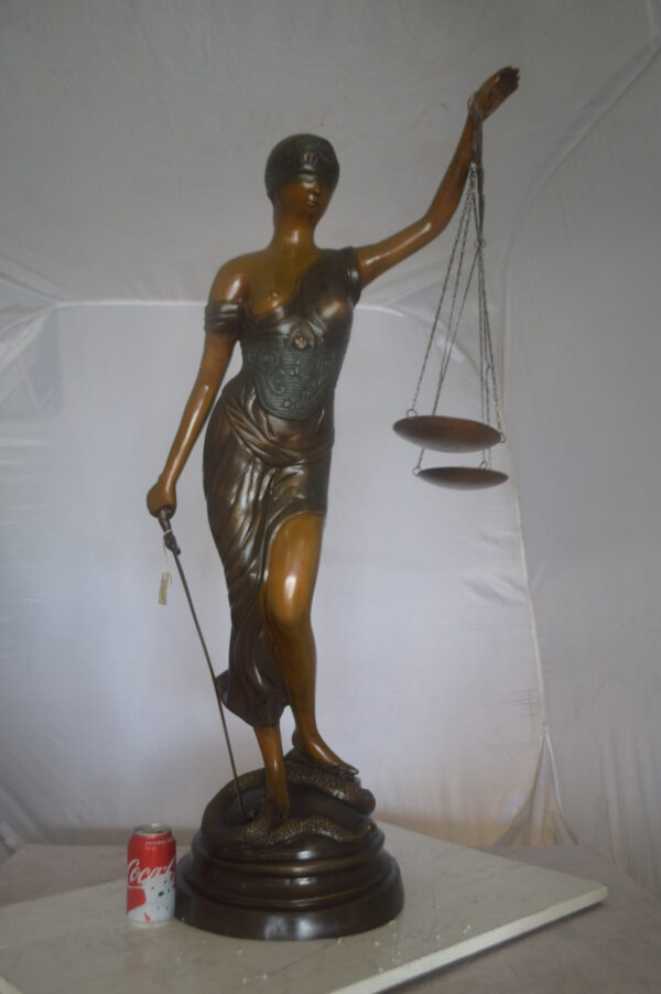 Lady Justice 47H Bronze Statue -  Size: 25"L x 11"W x 47"H. - Image 4