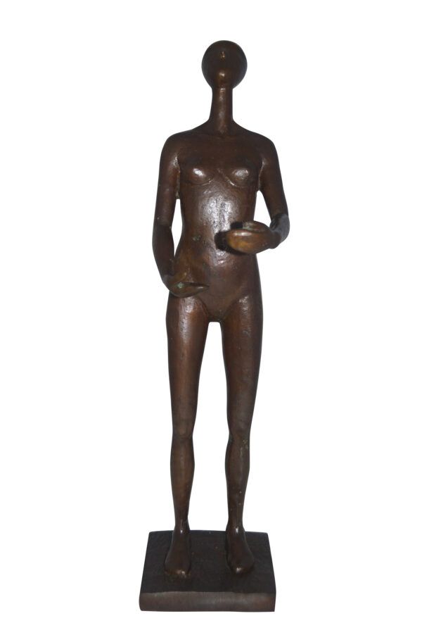 Abstract of Nude Girl Standing Bronze Statue Art Nude -  Size: 6"L x 6"W x 24"H.