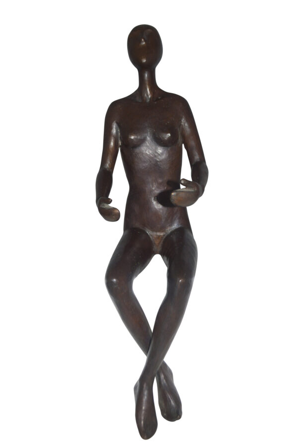 Abstract of Art Nude Girl sitting Bronze Statue -  Size: 9"L x 6"W x 21"H. - Image 2