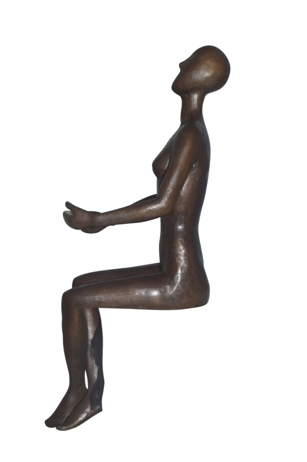 Abstract of Art Nude Girl sitting Bronze Statue -  Size: 9"L x 6"W x 21"H.