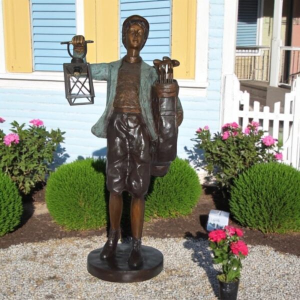 Caddy with light Bronze Statue -  Size: 30"L x 36"W x 64"H. - Image 3