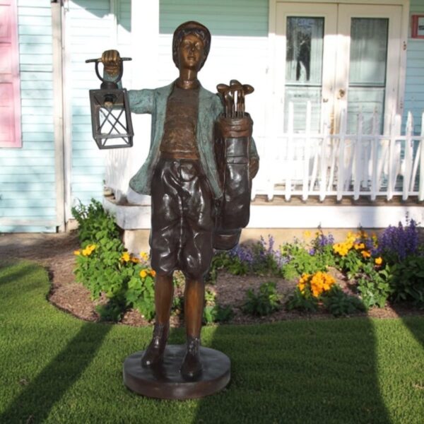 Caddy with light Bronze Statue -  Size: 30"L x 36"W x 64"H. - Image 2