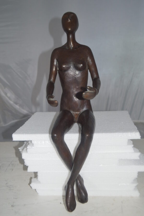 Abstract of Art Nude Girl sitting Bronze Statue -  Size: 9"L x 6"W x 21"H. - Image 4