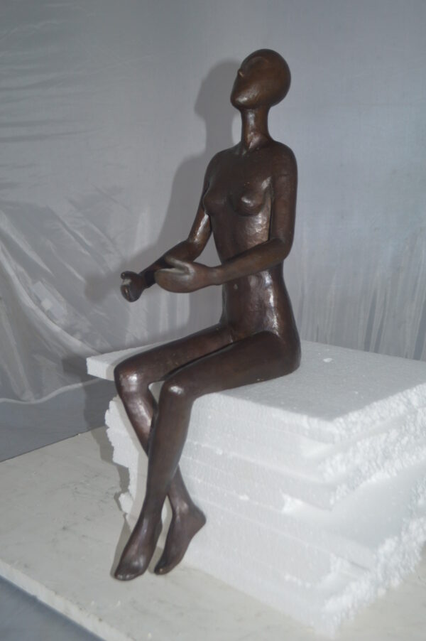 Abstract of Art Nude Girl sitting Bronze Statue -  Size: 9"L x 6"W x 21"H. - Image 5