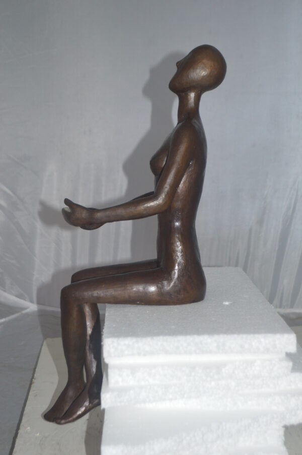 Abstract of Art Nude Girl sitting Bronze Statue -  Size: 9"L x 6"W x 21"H. - Image 6