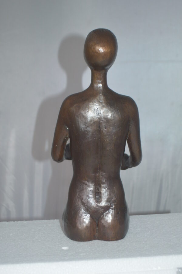 Abstract of Art Nude Girl sitting Bronze Statue -  Size: 9"L x 6"W x 21"H. - Image 7
