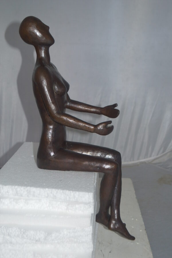 Abstract of Art Nude Girl sitting Bronze Statue -  Size: 9"L x 6"W x 21"H. - Image 9