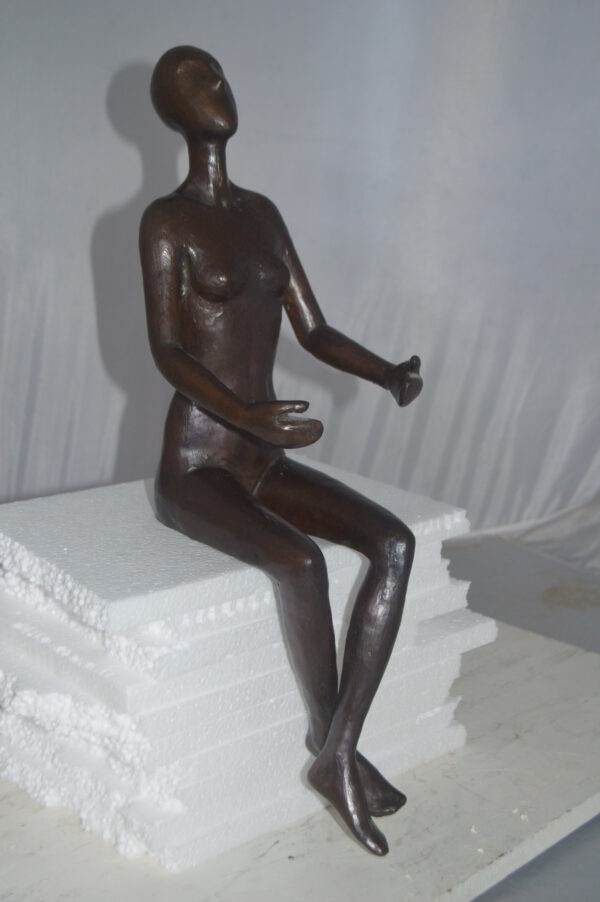 Abstract of Art Nude Girl sitting Bronze Statue -  Size: 9"L x 6"W x 21"H. - Image 10