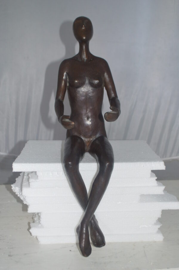 Abstract of Art Nude Girl sitting Bronze Statue -  Size: 9"L x 6"W x 21"H. - Image 11