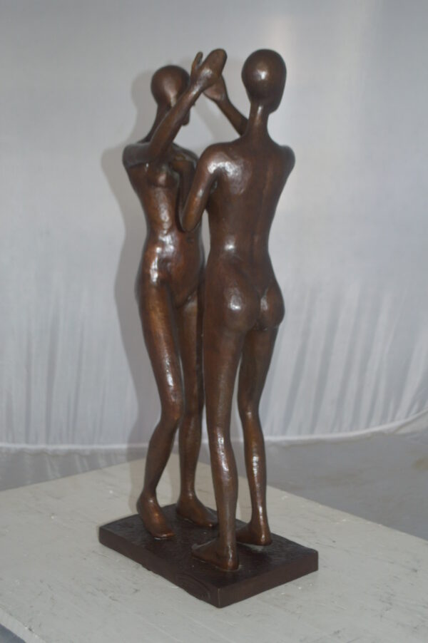 Abstract of two Art Nudes Girls Standing Bronze Statue Size: 9"L x 6"W x 24"H. - Image 9