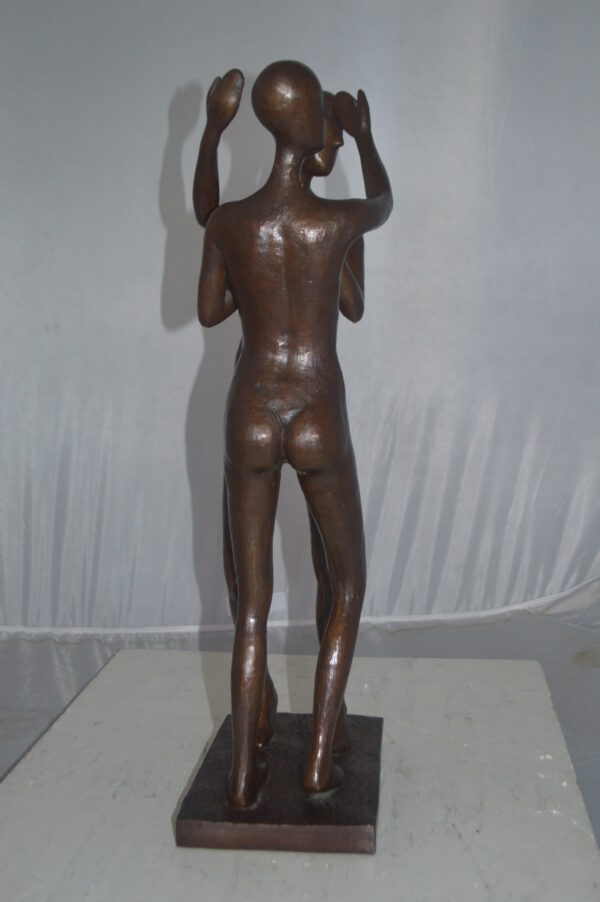 Abstract of two Art Nudes Girls Standing Bronze Statue Size: 9"L x 6"W x 24"H. - Image 10