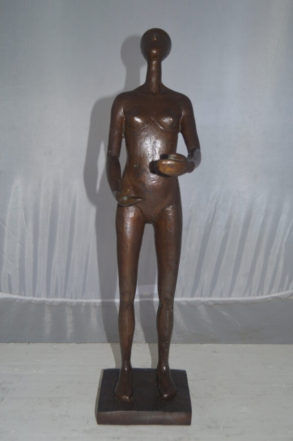Abstract of Nude Girl Standing Bronze Statue Art Nude -  Size: 6"L x 6"W x 24"H. - Image 3