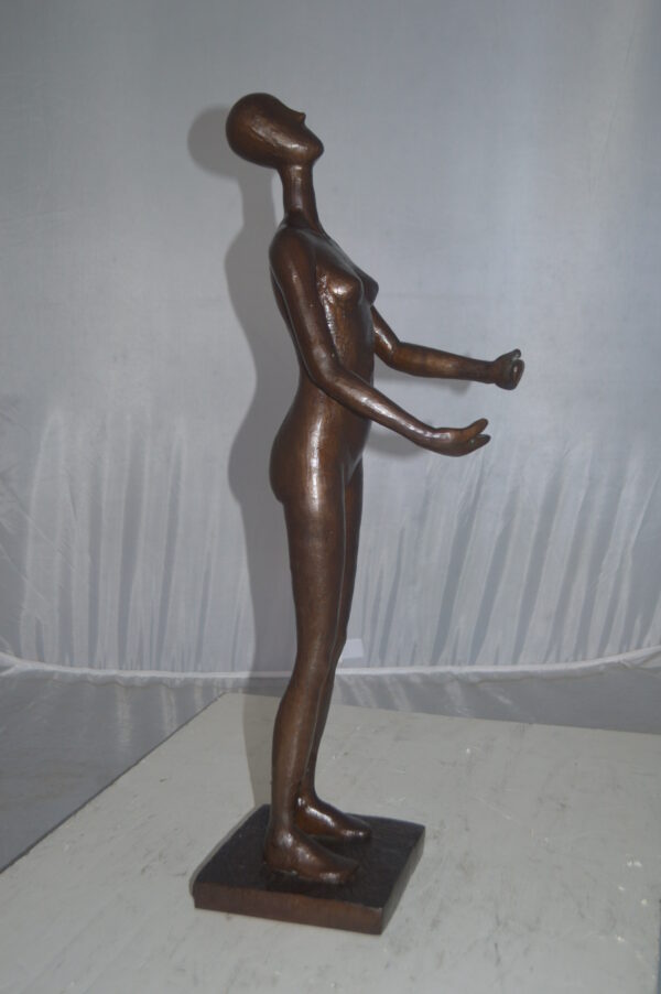 Abstract of Nude Girl Standing Bronze Statue Art Nude -  Size: 6"L x 6"W x 24"H. - Image 5