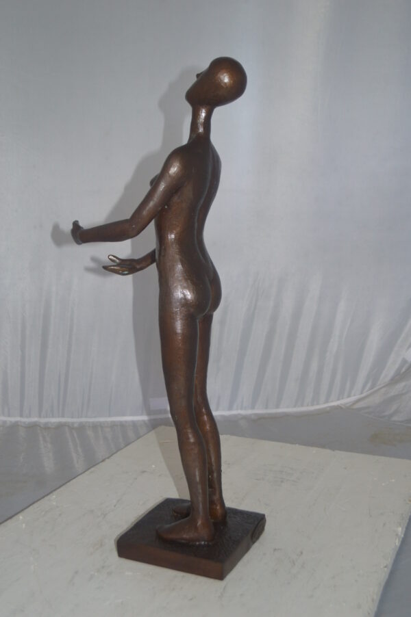 Abstract of Nude Girl Standing Bronze Statue Art Nude -  Size: 6"L x 6"W x 24"H. - Image 8