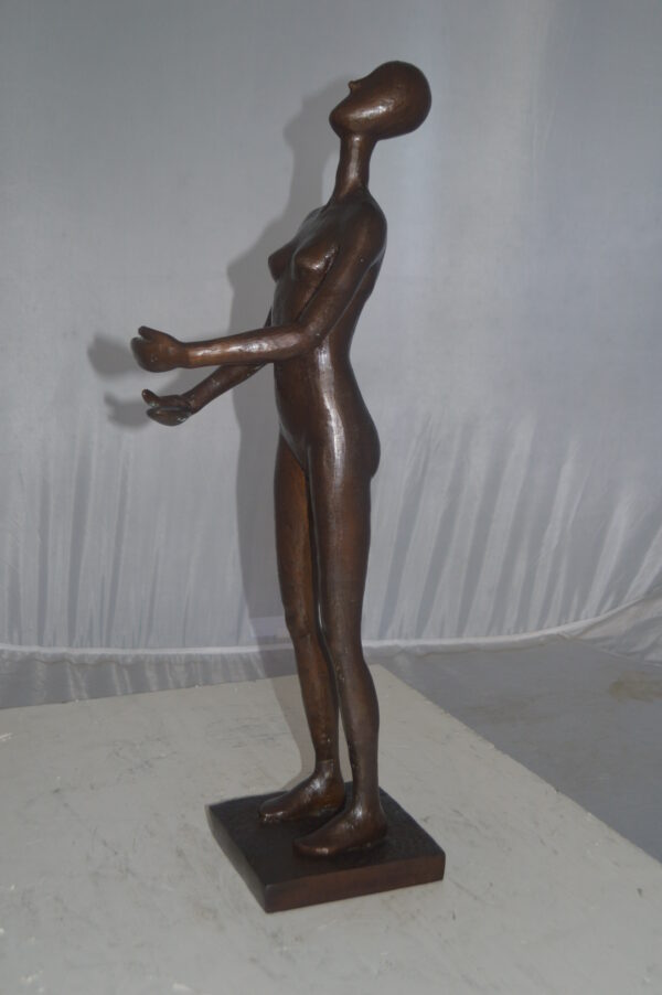 Abstract of Nude Girl Standing Bronze Statue Art Nude -  Size: 6"L x 6"W x 24"H. - Image 9