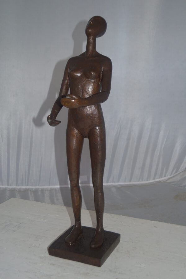 Abstract of Nude Girl Standing Bronze Statue Art Nude -  Size: 6"L x 6"W x 24"H. - Image 10