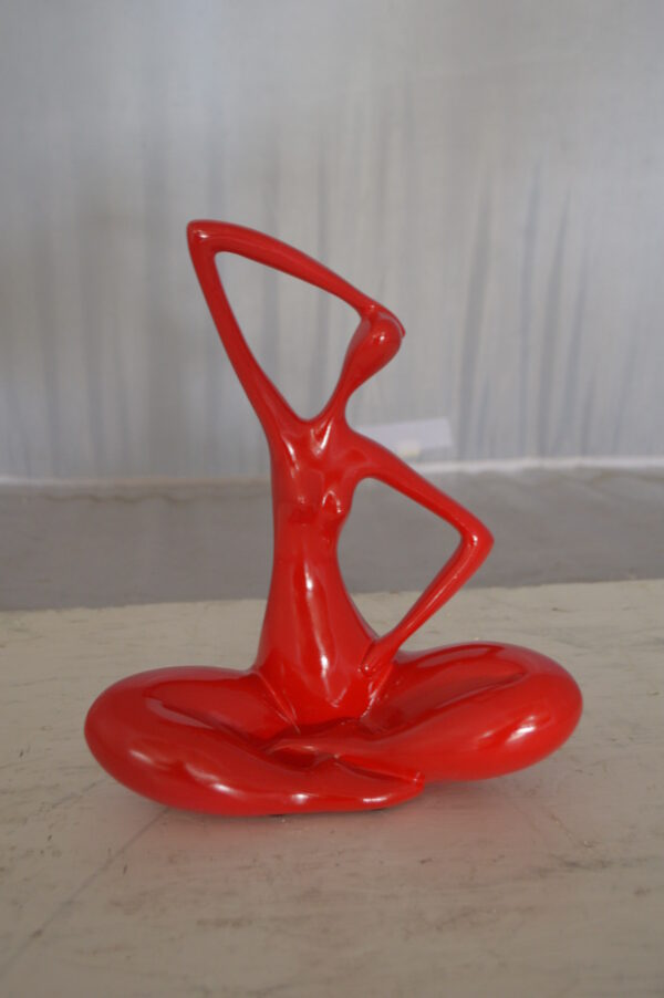 Modern Art Ballet Dancer Sitting Red Resin Statue -  Size: 9"L x 5"W x 11"H. - Image 2