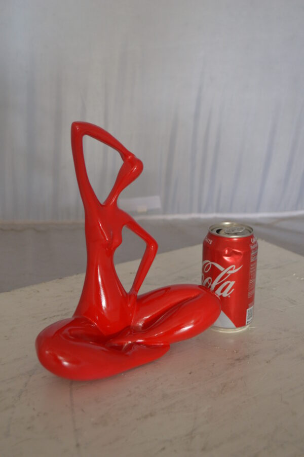 Modern Art Ballet Dancer Sitting Red Resin Statue -  Size: 9"L x 5"W x 11"H. - Image 3