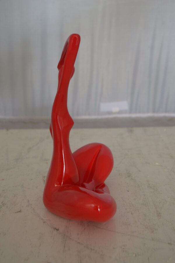 Modern Art Ballet Dancer Sitting Red Resin Statue -  Size: 9"L x 5"W x 11"H. - Image 5