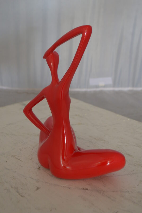 Modern Art Ballet Dancer Sitting Red Resin Statue -  Size: 9"L x 5"W x 11"H. - Image 6