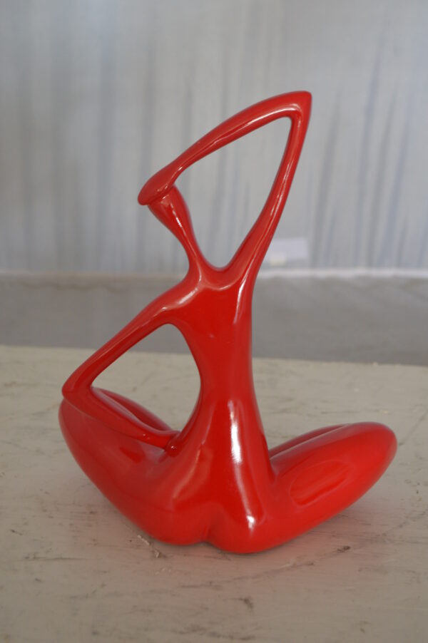 Modern Art Ballet Dancer Sitting Red Resin Statue -  Size: 9"L x 5"W x 11"H. - Image 7