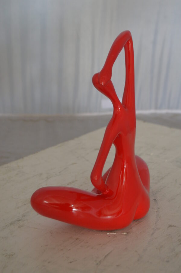 Modern Art Ballet Dancer Sitting Red Resin Statue -  Size: 9"L x 5"W x 11"H. - Image 8