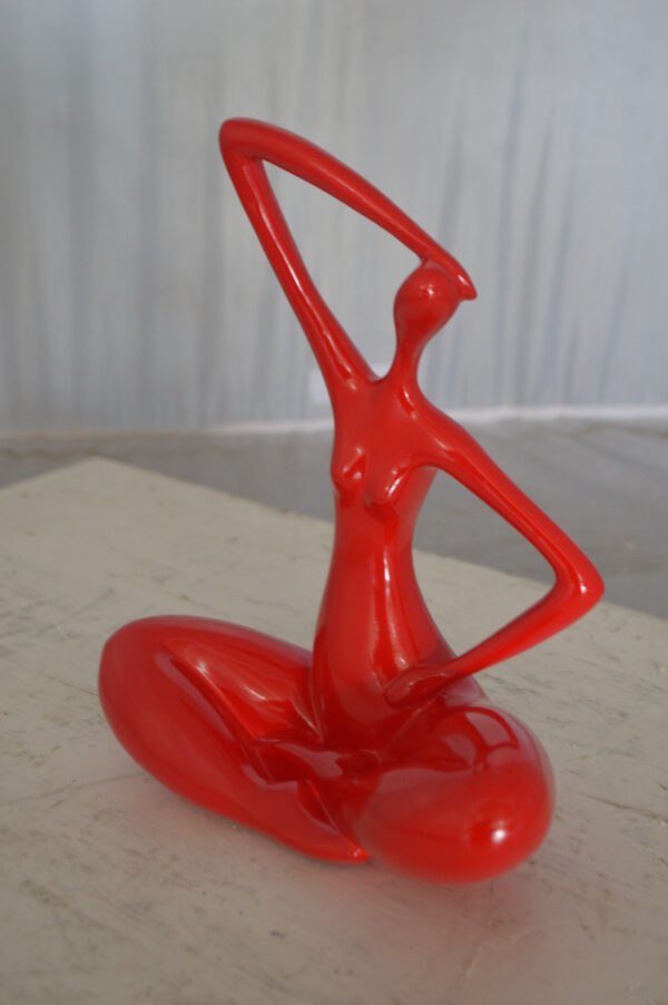 Modern Art Ballet Dancer Sitting Red Resin Statue -  Size: 9"L x 5"W x 11"H. - Image 10