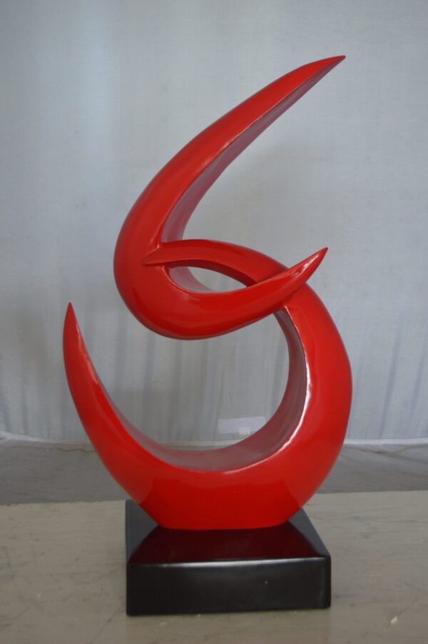 Modern Art Red Boomerang Statue made of Resin -  Size: 13"L x 8"W x 23"H. - Image 2