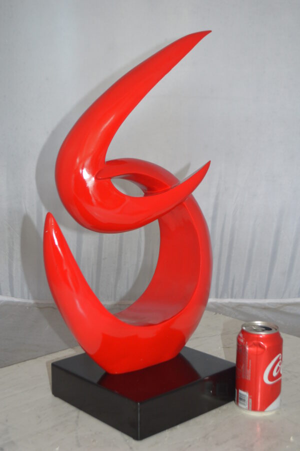 Modern Art Red Boomerang Statue made of Resin -  Size: 13"L x 8"W x 23"H. - Image 3