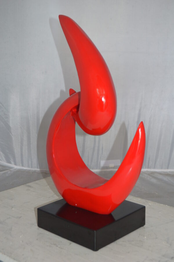 Modern Art Red Boomerang Statue made of Resin -  Size: 13"L x 8"W x 23"H. - Image 6
