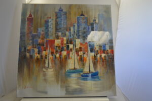 City - Painting on Canvas by Aron Z. -  Size: 39"L x 39"W