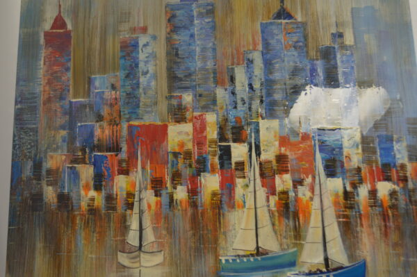 City - Painting on Canvas by Aron Z. -  Size: 39"L x 39"W - Image 4