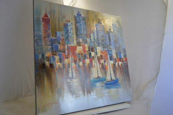 City - Painting on Canvas by Aron Z. -  Size: 39"L x 39"W - Image 11