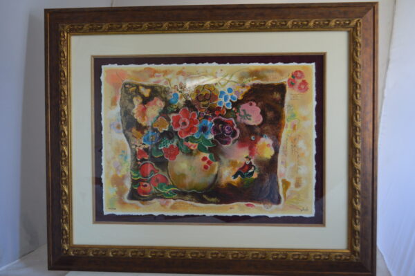 Floral Vase Painting By Zule -  Size: 42"L x 34"W