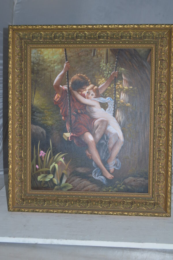 Lovers on a Swing  by D. Swinson -  Size: 26"L x 31"W - Image 2