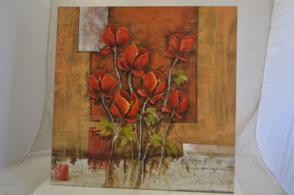 Floral In Red Painting by W. Tinkin -  Size: 30"L x 30"W - Image 2