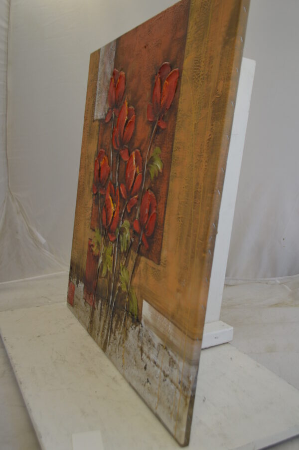 Floral In Red Painting by W. Tinkin -  Size: 30"L x 30"W - Image 4