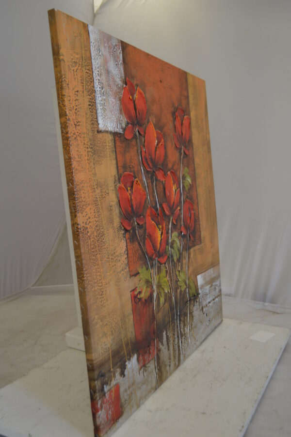 Floral In Red Painting by W. Tinkin -  Size: 30"L x 30"W - Image 8
