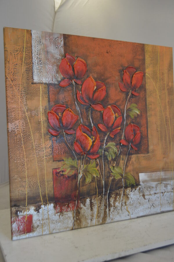 Floral In Red Painting by W. Tinkin -  Size: 30"L x 30"W - Image 9