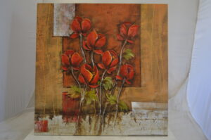 Floral In Red Painting by W. Tinkin -  Size: 30"L x 30"W