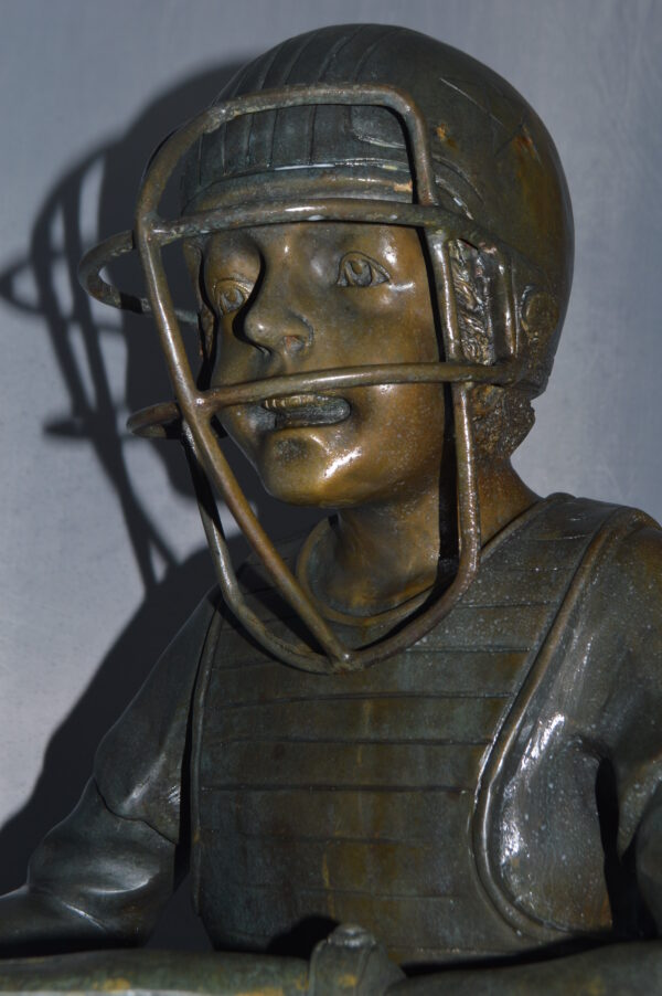 Baseball Catcher Bronze Statue -  Size: 24"L x 16"W x 36"H. - Image 10