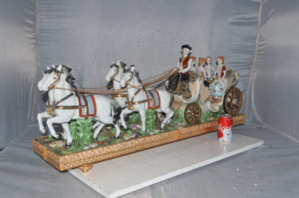 Porcelain Carriage with 4 young Girls Drinking Tea -  Size: 41"L x 10"W x 18"H. - Image 4