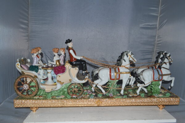 Porcelain Carriage with 4 young Girls Drinking Tea -  Size: 41"L x 10"W x 18"H. - Image 10