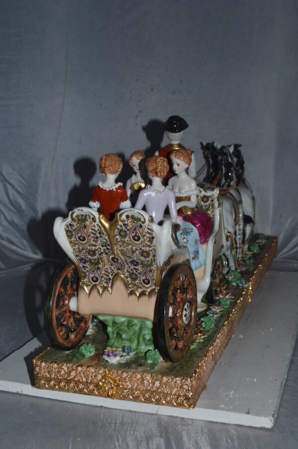 Porcelain Carriage with 4 young Girls Drinking Tea -  Size: 41"L x 10"W x 18"H. - Image 11