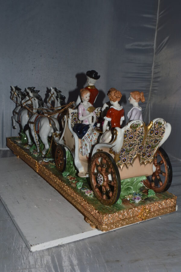 Porcelain Carriage with 4 young Girls Drinking Tea -  Size: 41"L x 10"W x 18"H. - Image 12